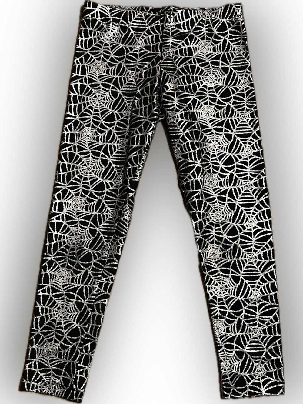 New Without Tags Girls 7-8 Halloween Glitter Spider Web Leggings